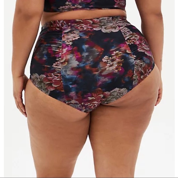 Rose Floral Print High Waist Ruched Swim Bottom - Never Worn! - Picture 2 of 7